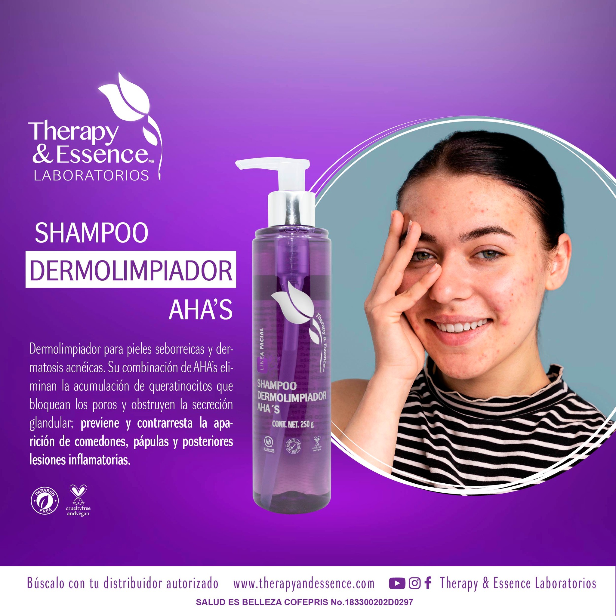 Shampoo dermolimpiador Ahas 250gr Therapy and essence Soy ICM