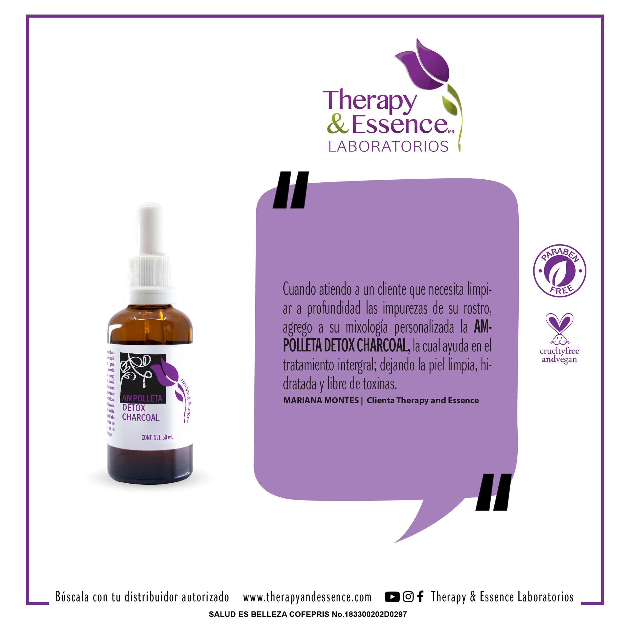 Ampolleta Detox Charcoal 50ml Therapy and essence Tienda Oficial del